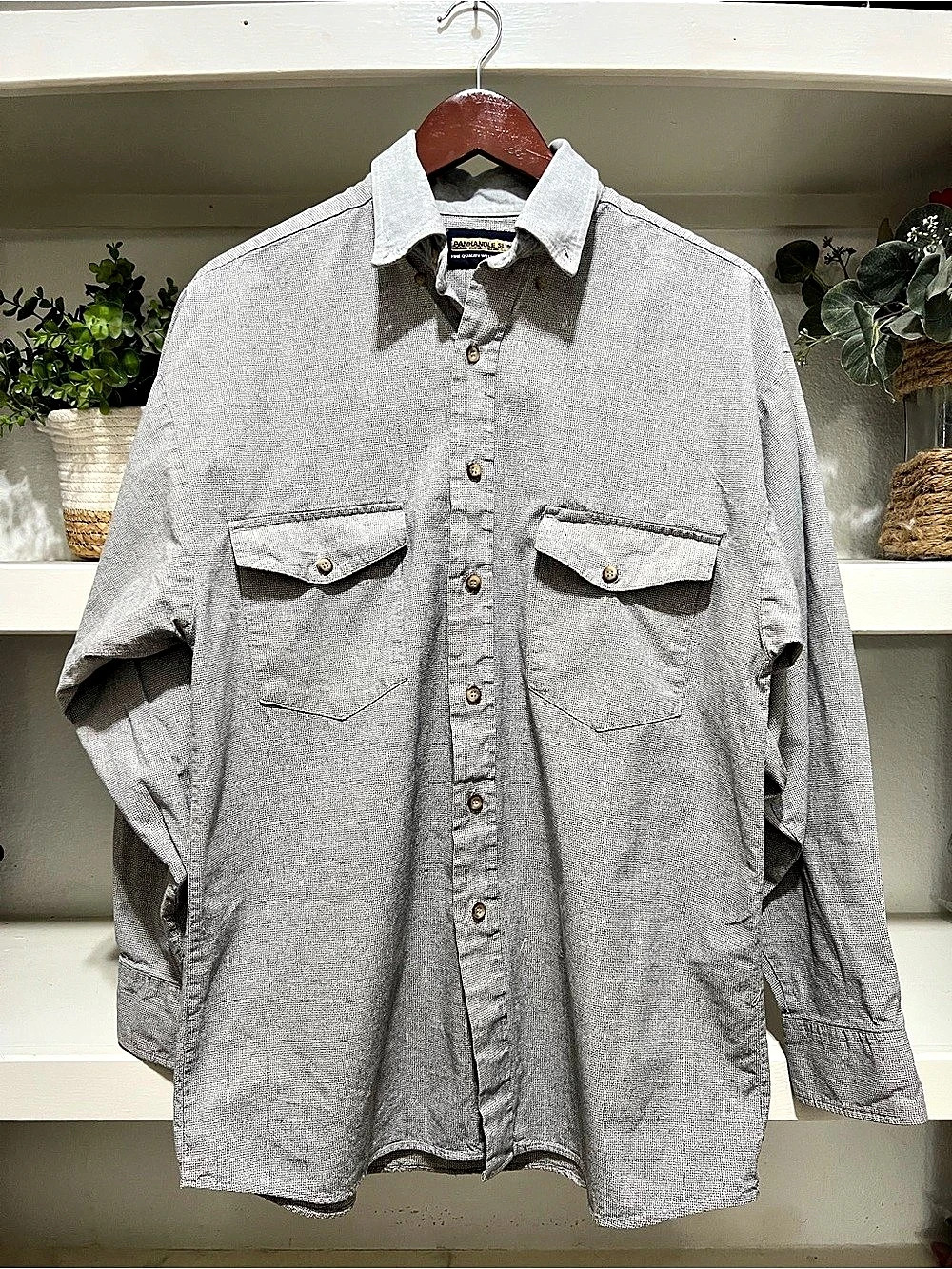 Panhandle Slim Houndstooth Button Down in Gray Size Medium